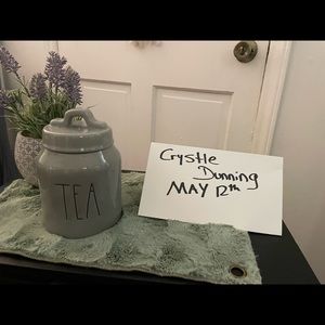 6” Rae Dunn Canister in grey “Tea”